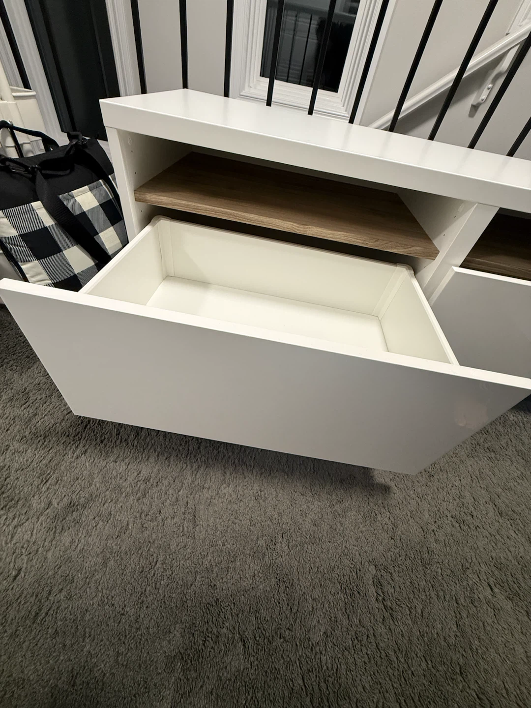IKEA Besta White Media Console with Wood Accents - photo 2