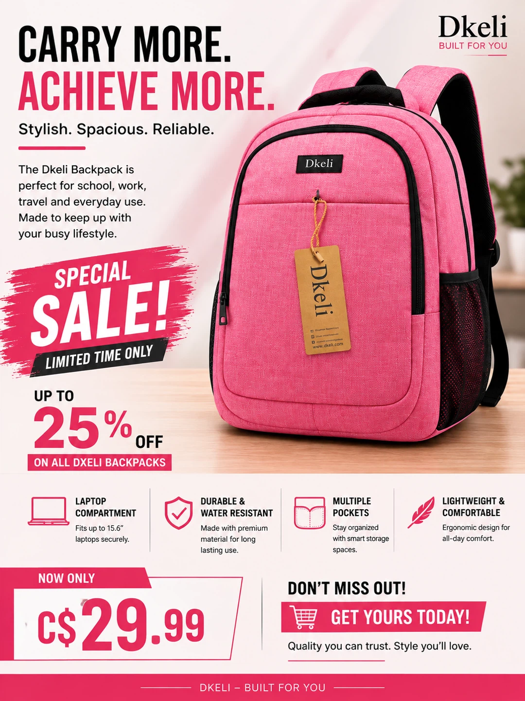 Dkeli Pink Backpack - photo 2