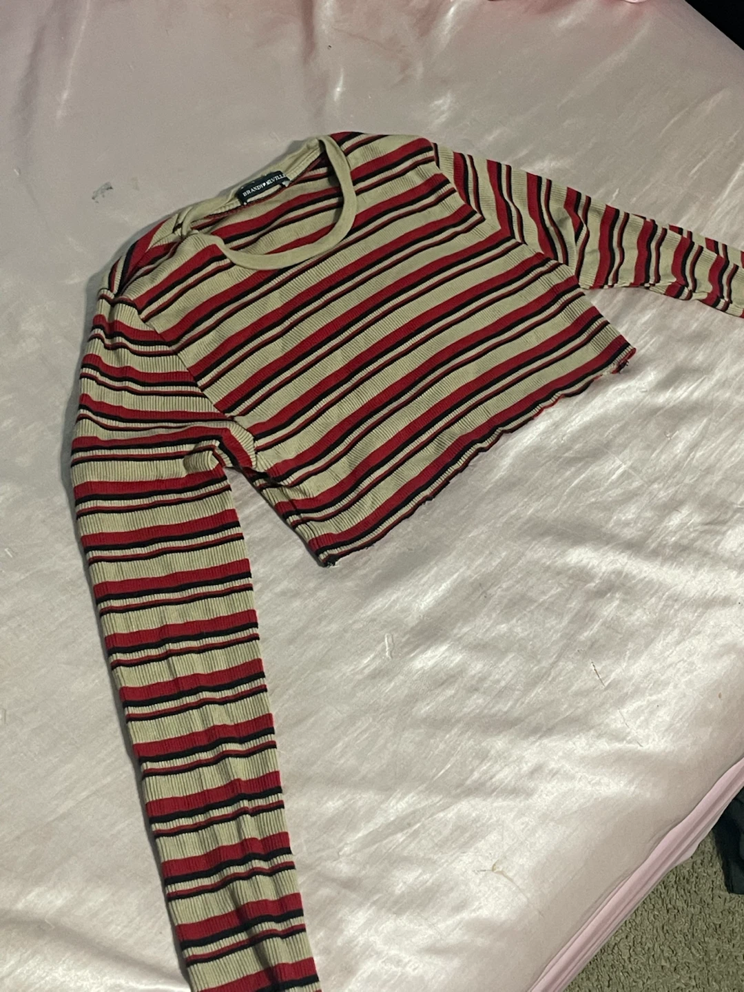 Brandy Melville Striped Cropped Long Sleeve Top