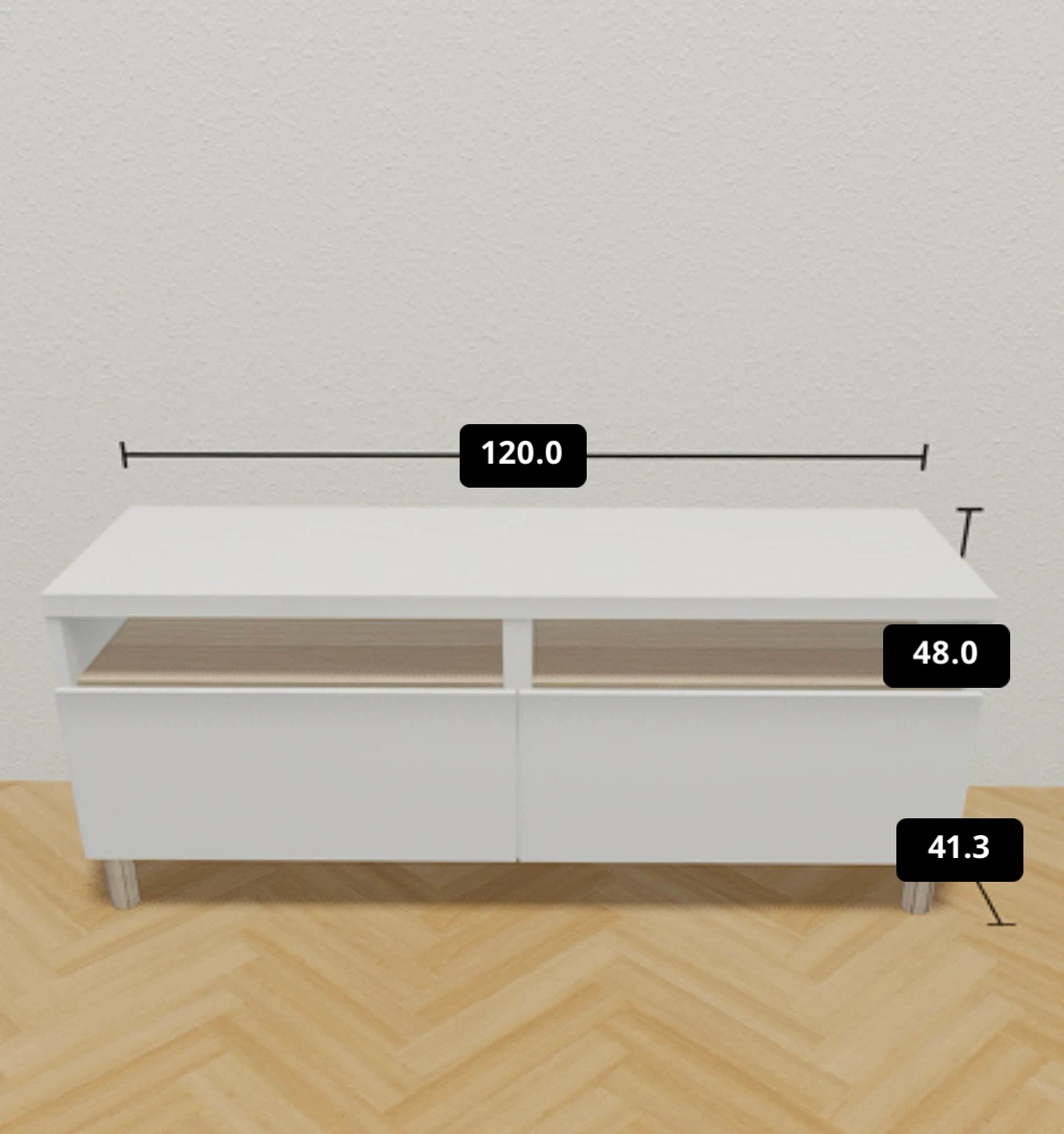 IKEA Besta White Media Console with Wood Accents - photo 4