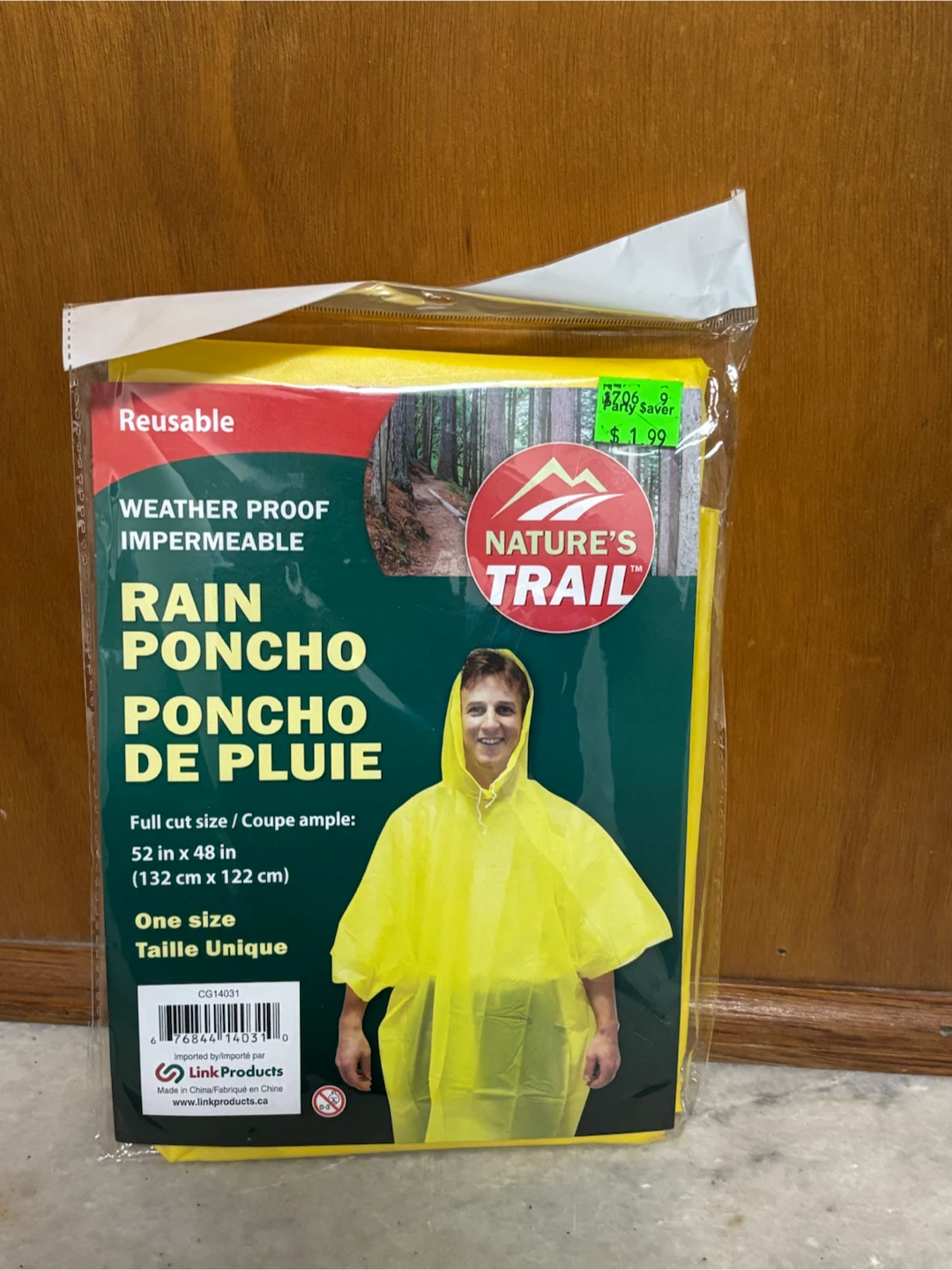Nature's Trail Yellow Rain Poncho - One Size (4 Pack)