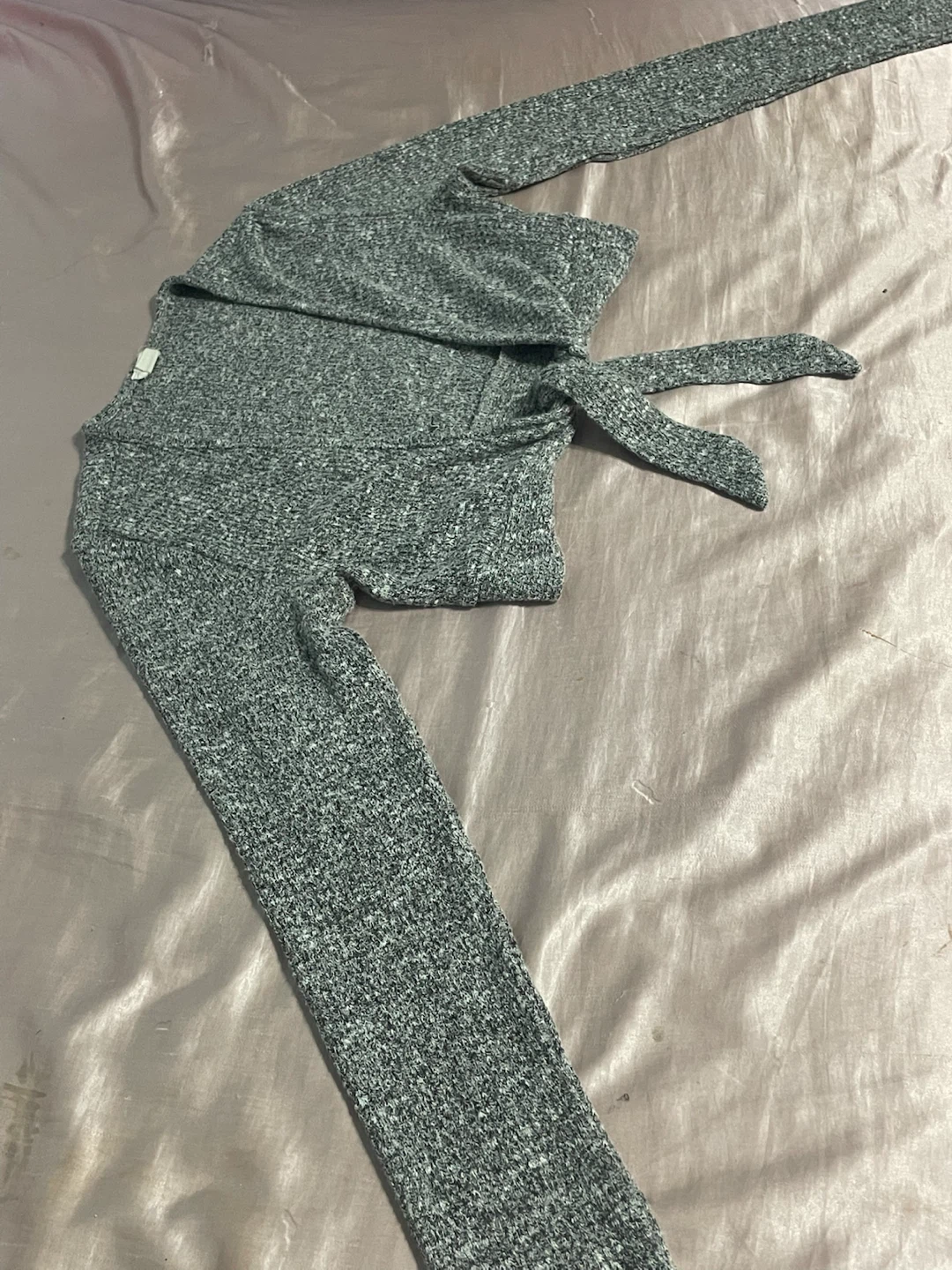 Garage Grey Cropped Tie-Front Sweater