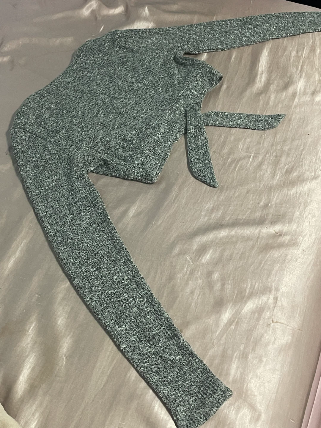 Garage Grey Cropped Tie-Front Sweater - photo 3
