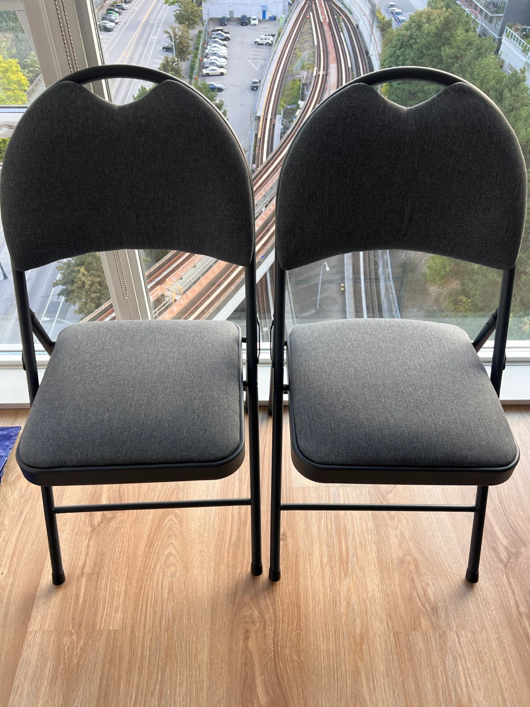 Pair of Grey Folding Chairs