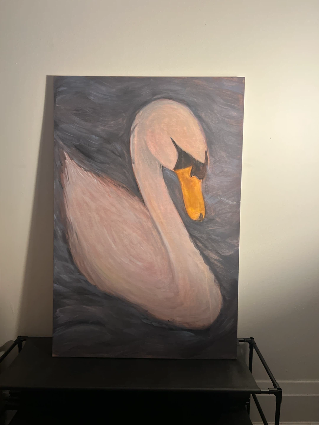 Swan Painting on Canvas - 36" x 24" - photo 3