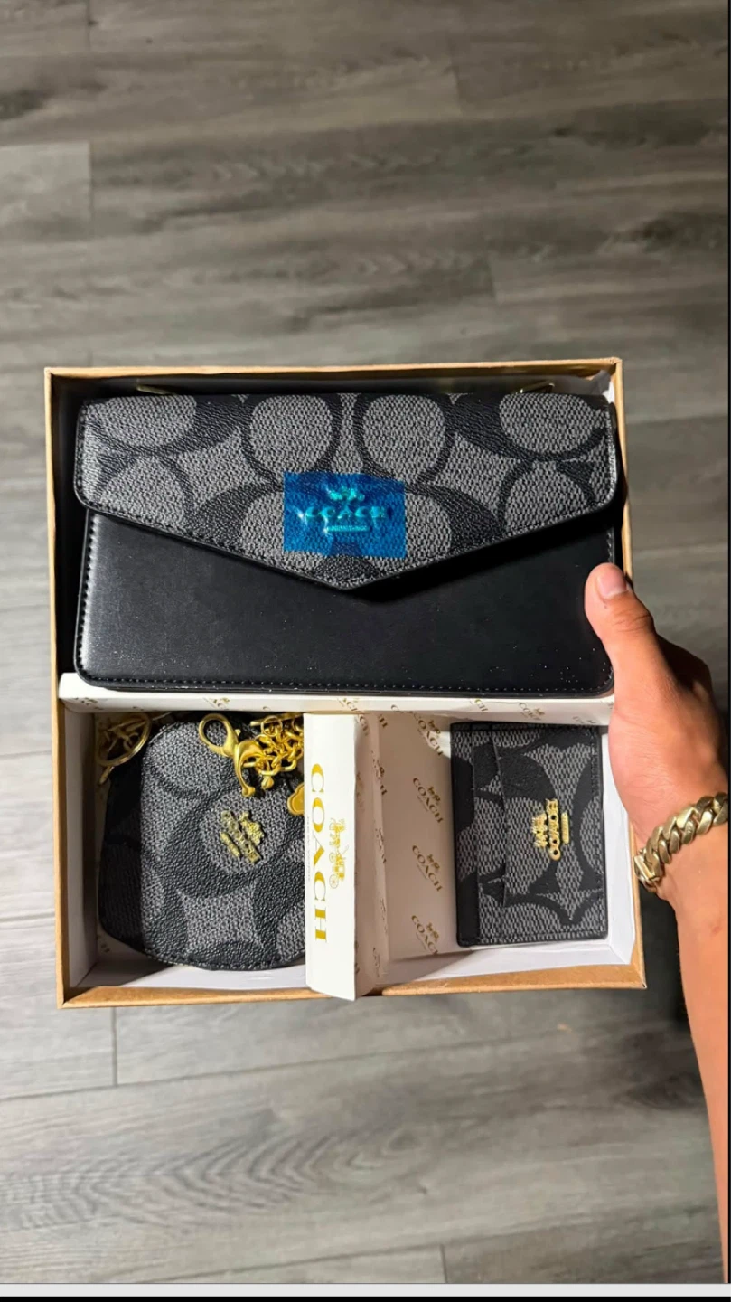 Coach Signature 3 Piece Bag & Wallet Set