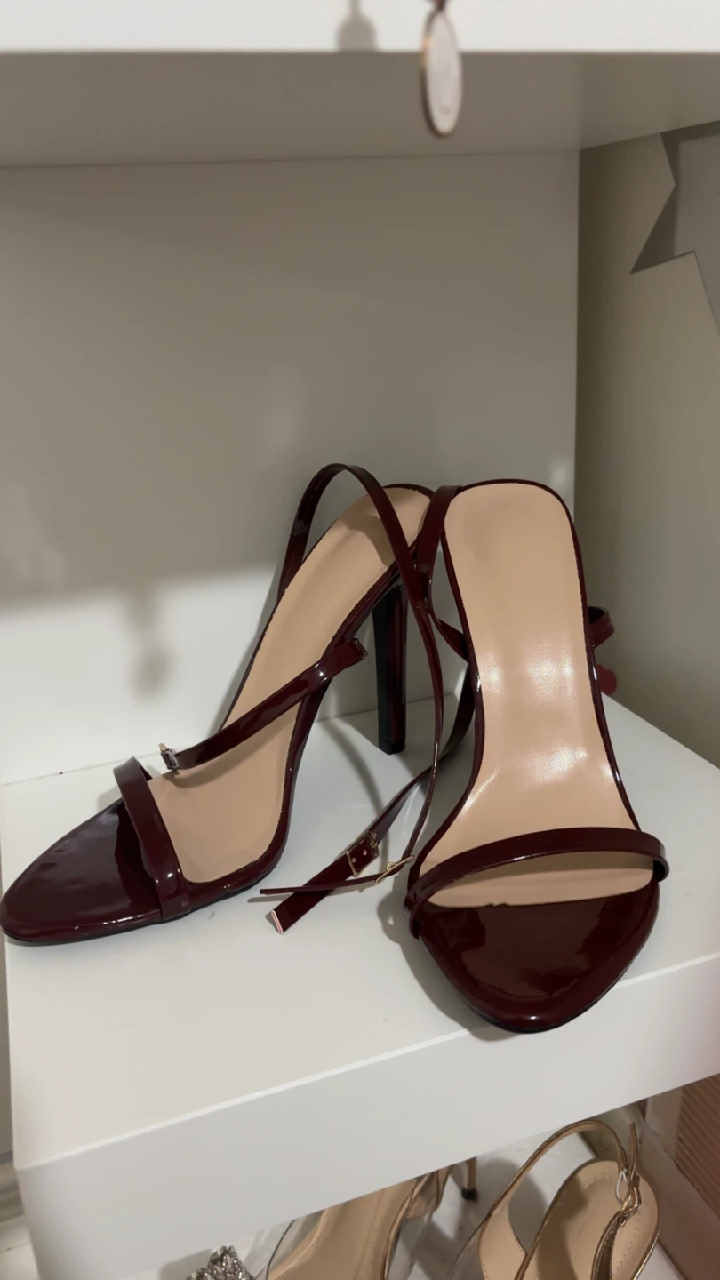 Burgundy Patent Strappy Heels