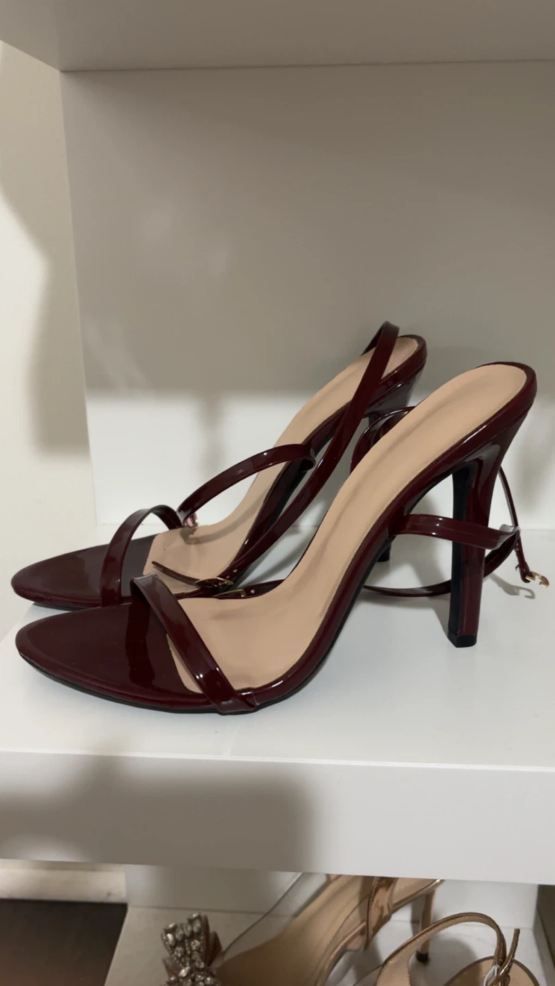 Burgundy Patent Strappy Heels - photo 2