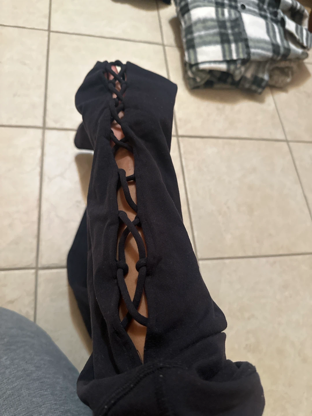 Alo Black Lace-Up Leggings S - photo 3