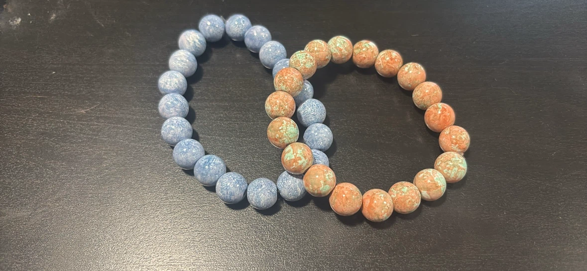 Beaded Bracelets - Blue and Orange Stone