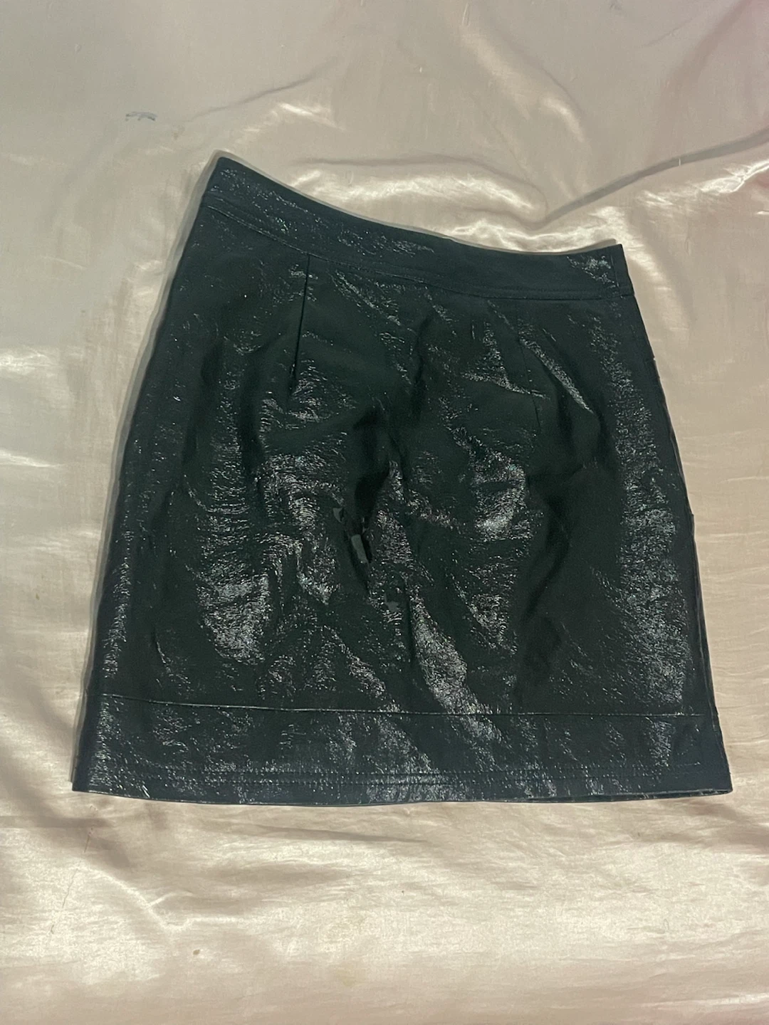 Black Faux Leather Mini Skirt with Zipper Detail - photo 2