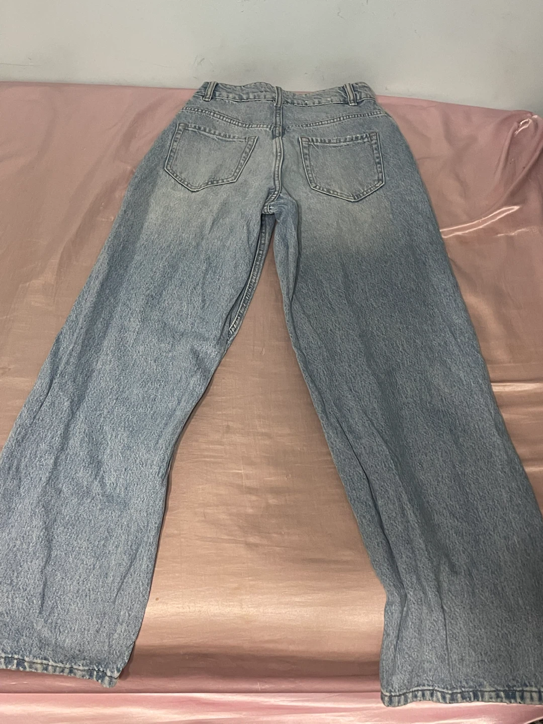 Light Wash Distressed Wide Leg Jeans - photo 2