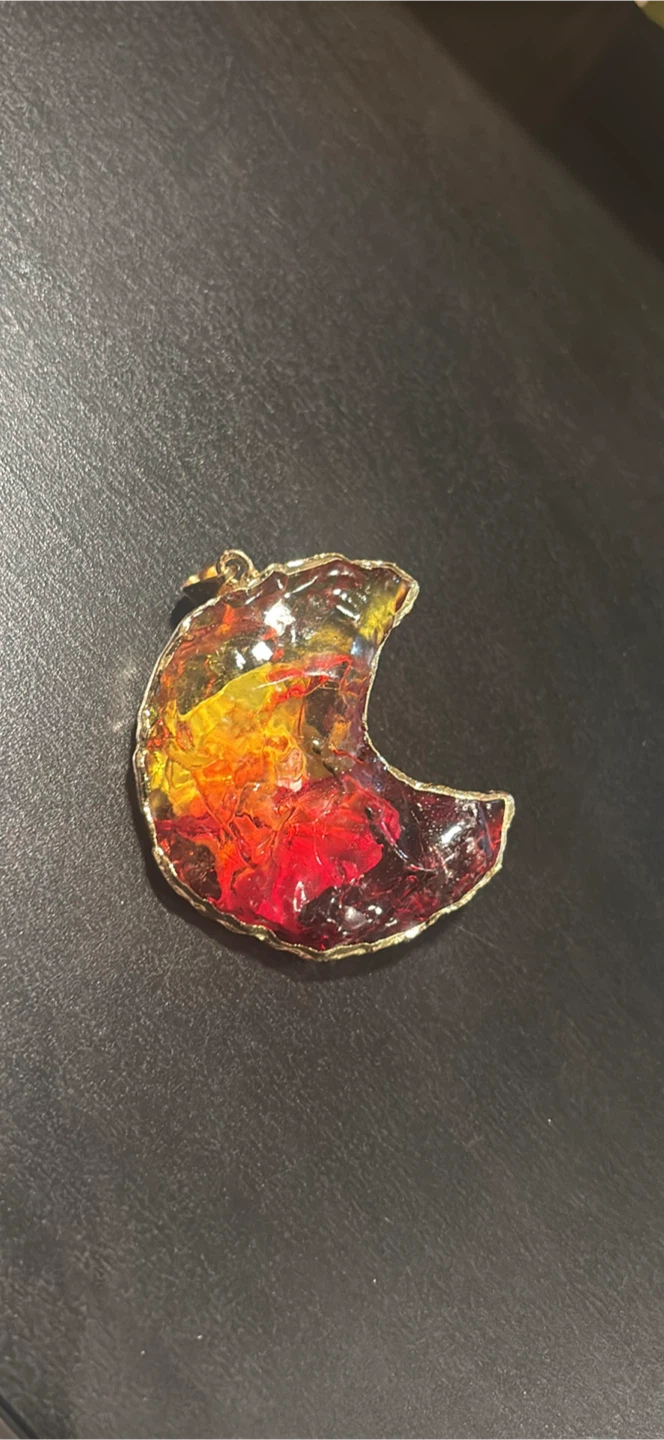 Crescent Moon Pendant with Swirling Colors