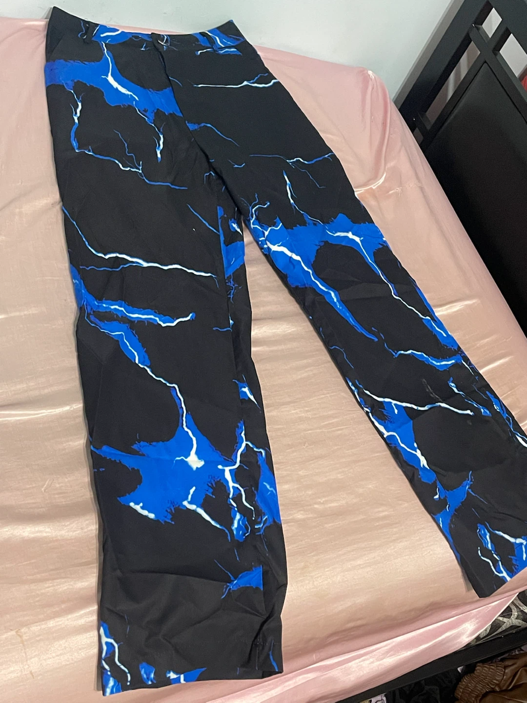 Black and Blue Lightning Print Wide Leg Pants - photo 2