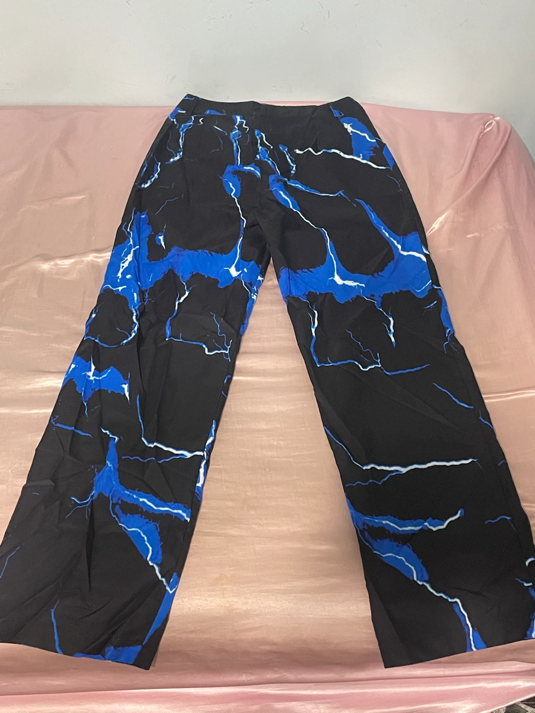 Black and Blue Lightning Print Wide Leg Pants - photo 3