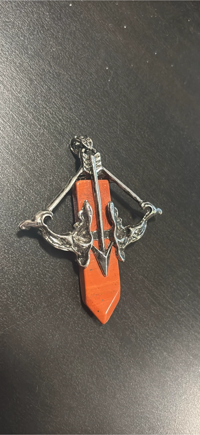 Crossbow Pendant with Red Stone