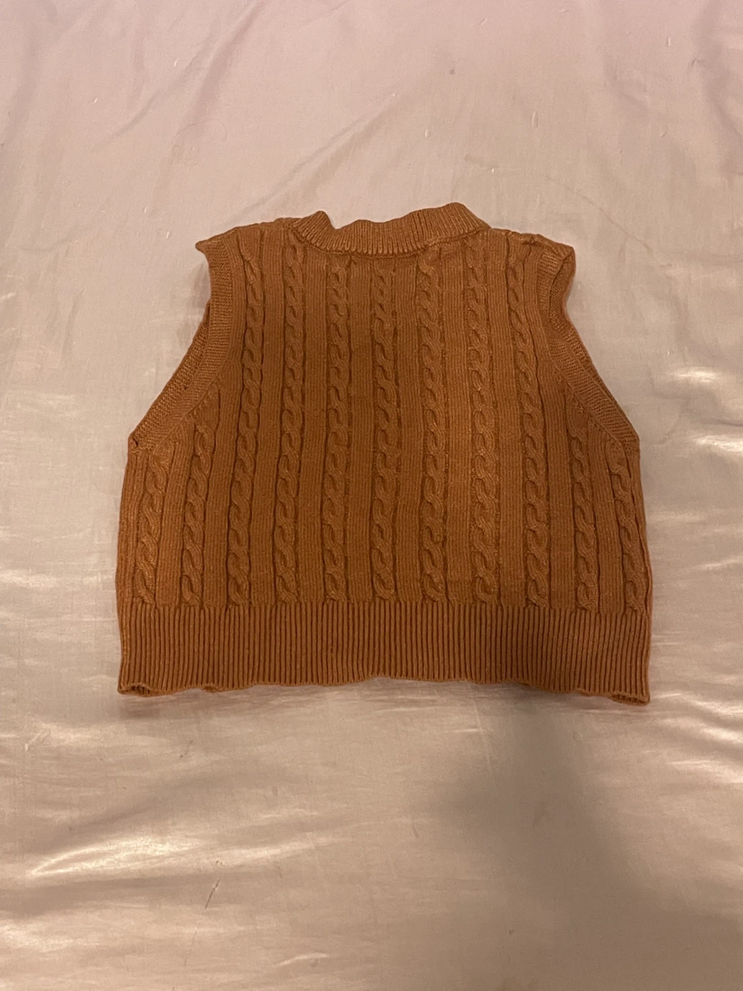 Cable Knit Sweater Vest - Brown - photo 2