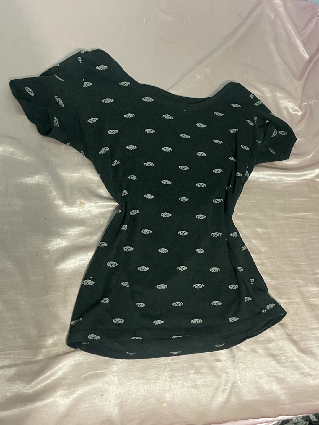 Black T-Shirt with Dog Print