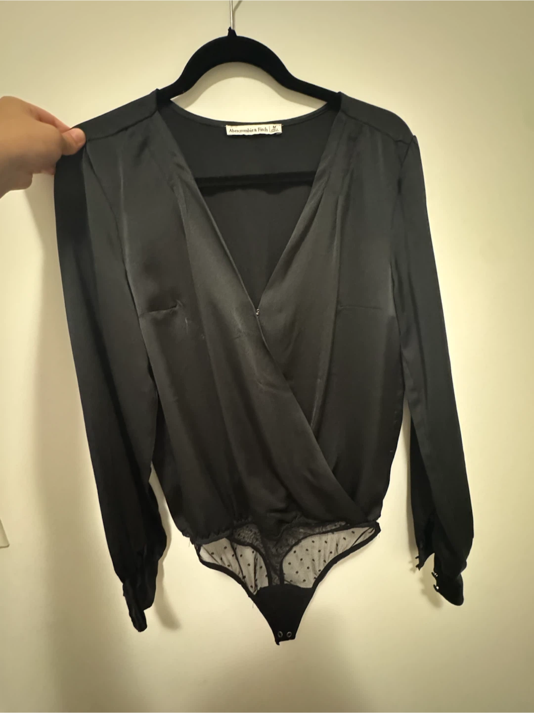 Abercrombie & Fitch Black Satin Bodysuit - M
