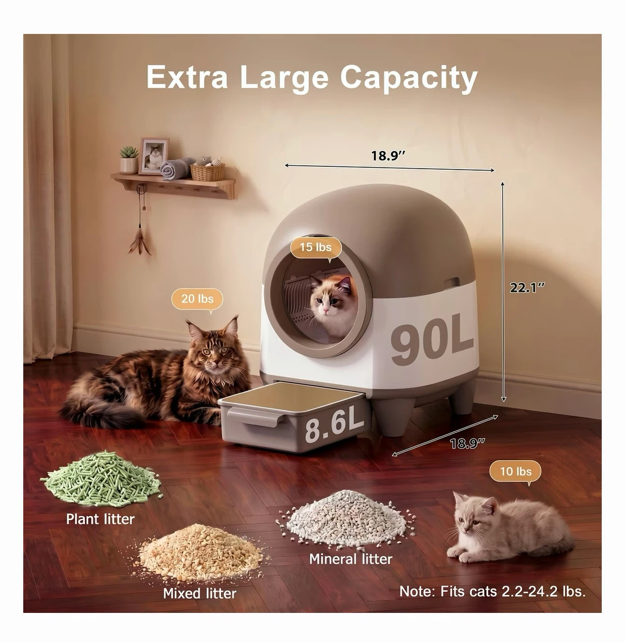 🔥 Brand NEW – Automatic Self-Cleaning Cat Litter Box, 90-L - photo 3