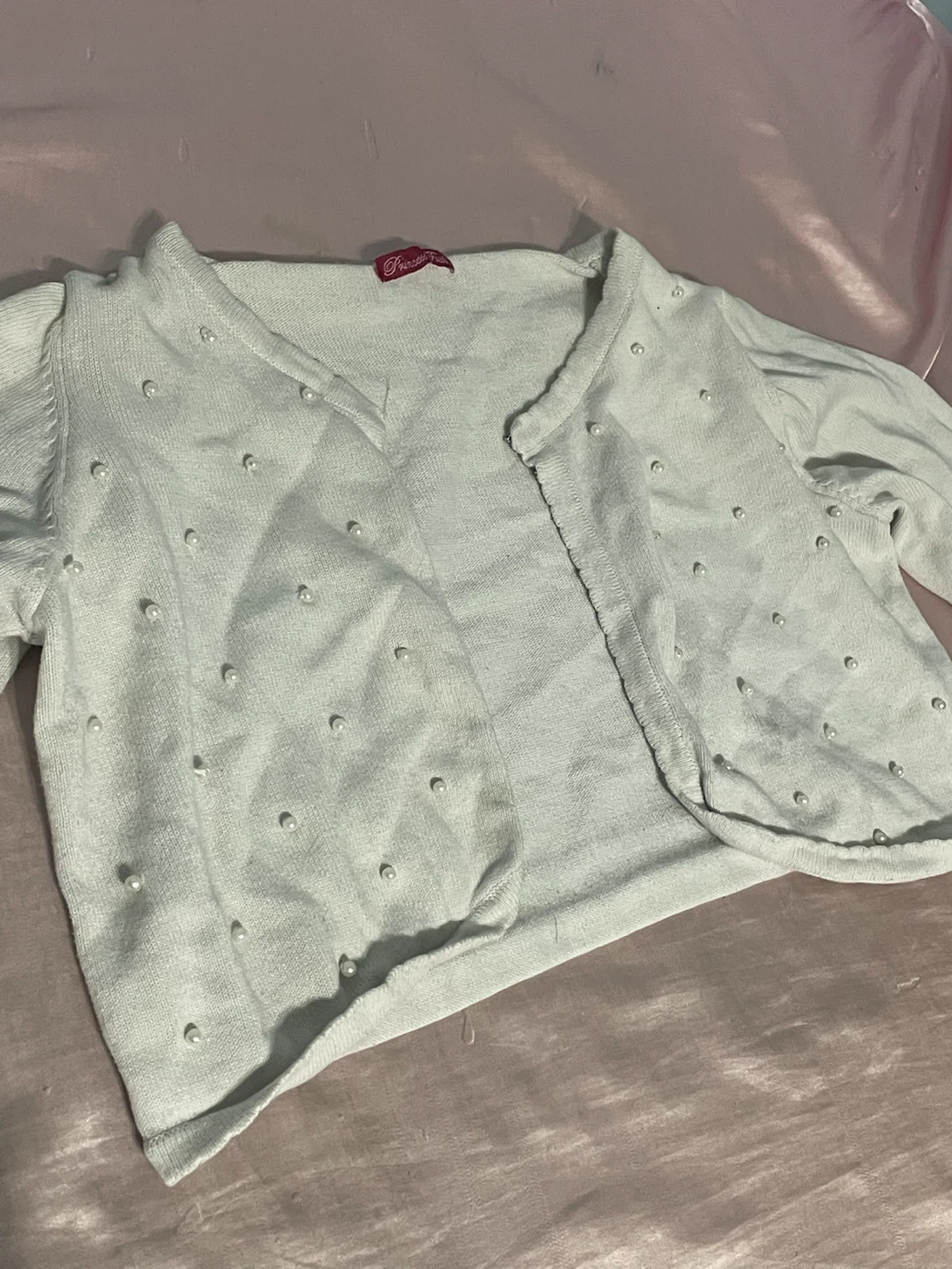 White Bolero Sweater with Pearls - photo 2