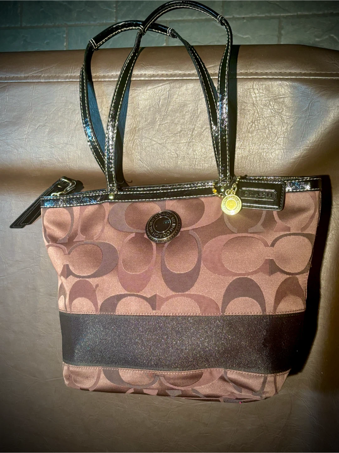AUTHENTIC COACH Signature Stripe Tote Bag Purse - photo 4