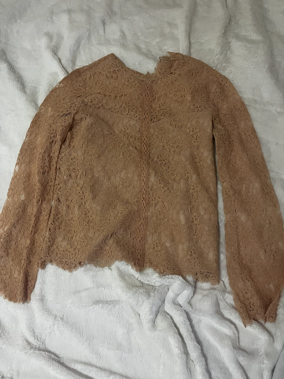 Tan-Peach Lace long Sleeve Top