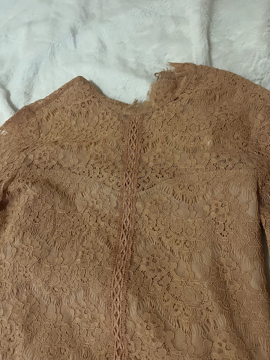 Tan-Peach Lace long Sleeve Top - photo 2