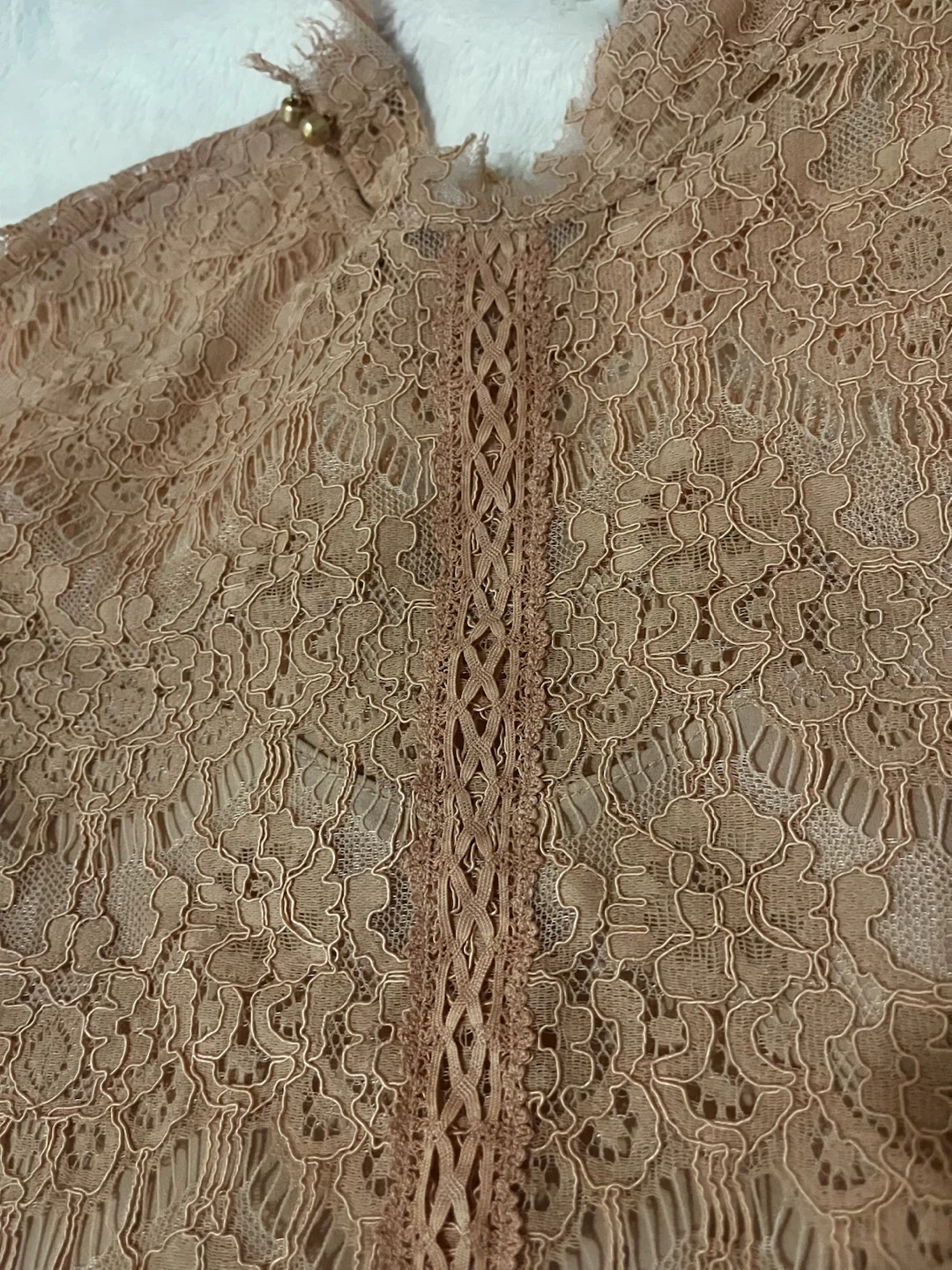 Tan-Peach Lace long Sleeve Top - photo 4