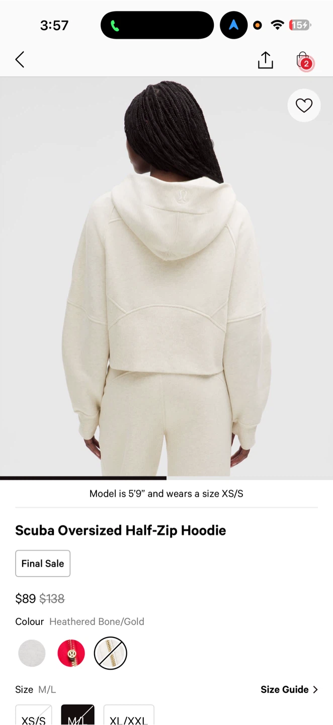 Lululemon Scuba Oversized Half-Zip Hoodie Heathered Bone/Gold - photo 2
