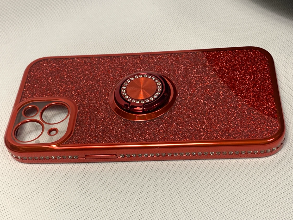 Red Glitter iPhone 12 Pro Max Case with Ring Holder - photo 5
