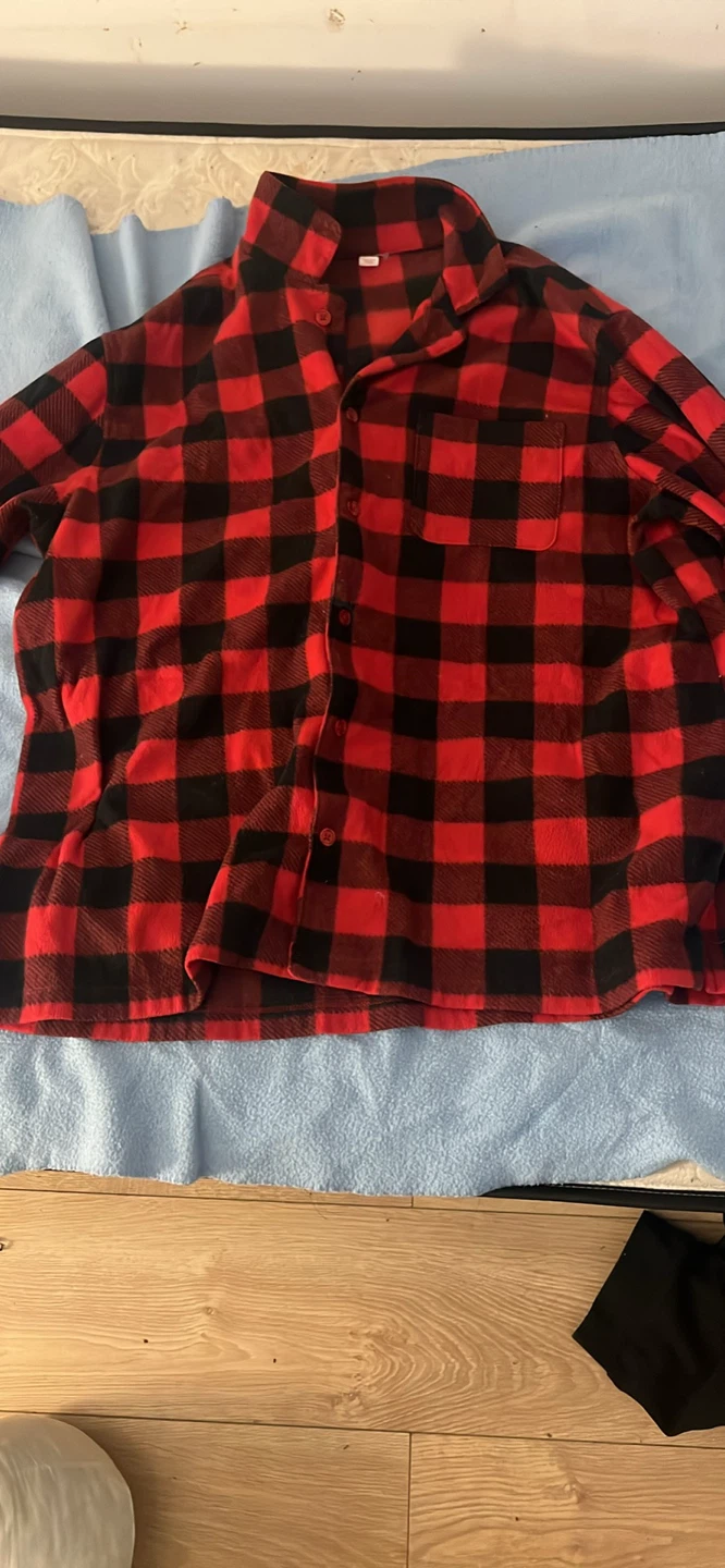 Red and Black Plaid Flannel Shirt - XL