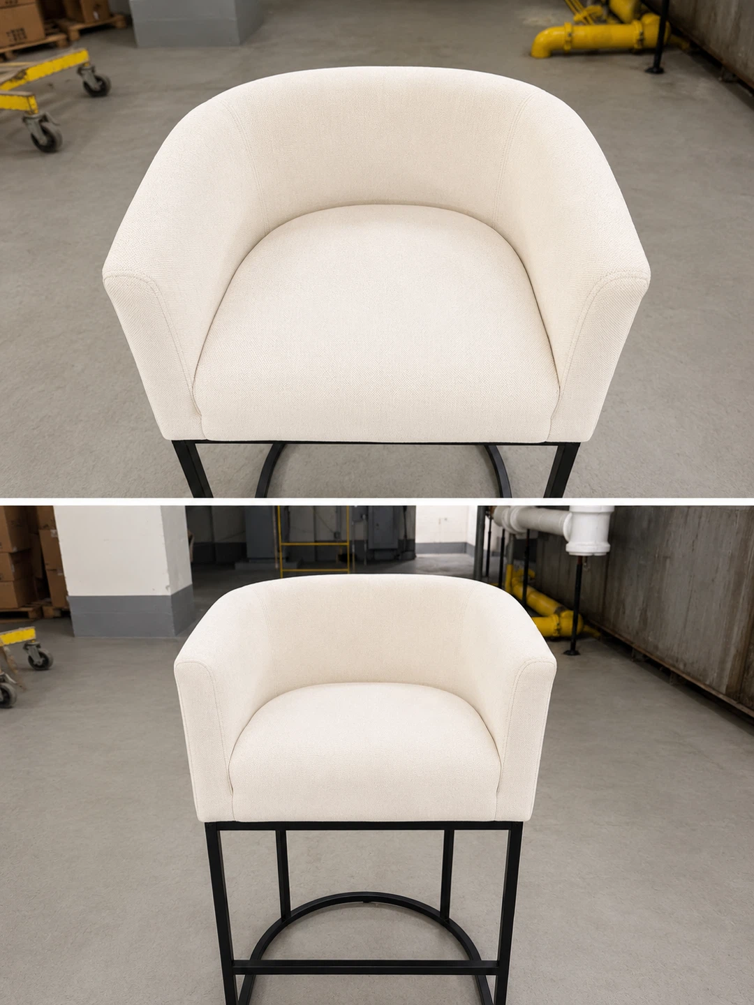 Cream Upholstered Swivel Bar Stool