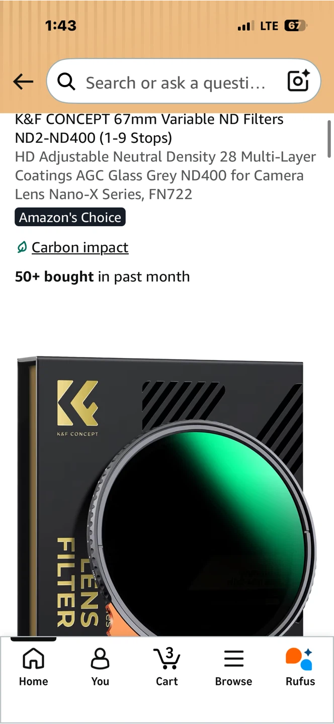 K&F CONCEPT 67mm Variable ND Filter ND2-ND400 - photo 2