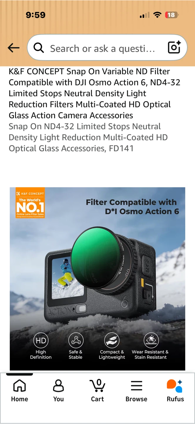 K&F CONCEPT Snap On Variable ND Filter for DJI Osmo Action 6 - photo 3