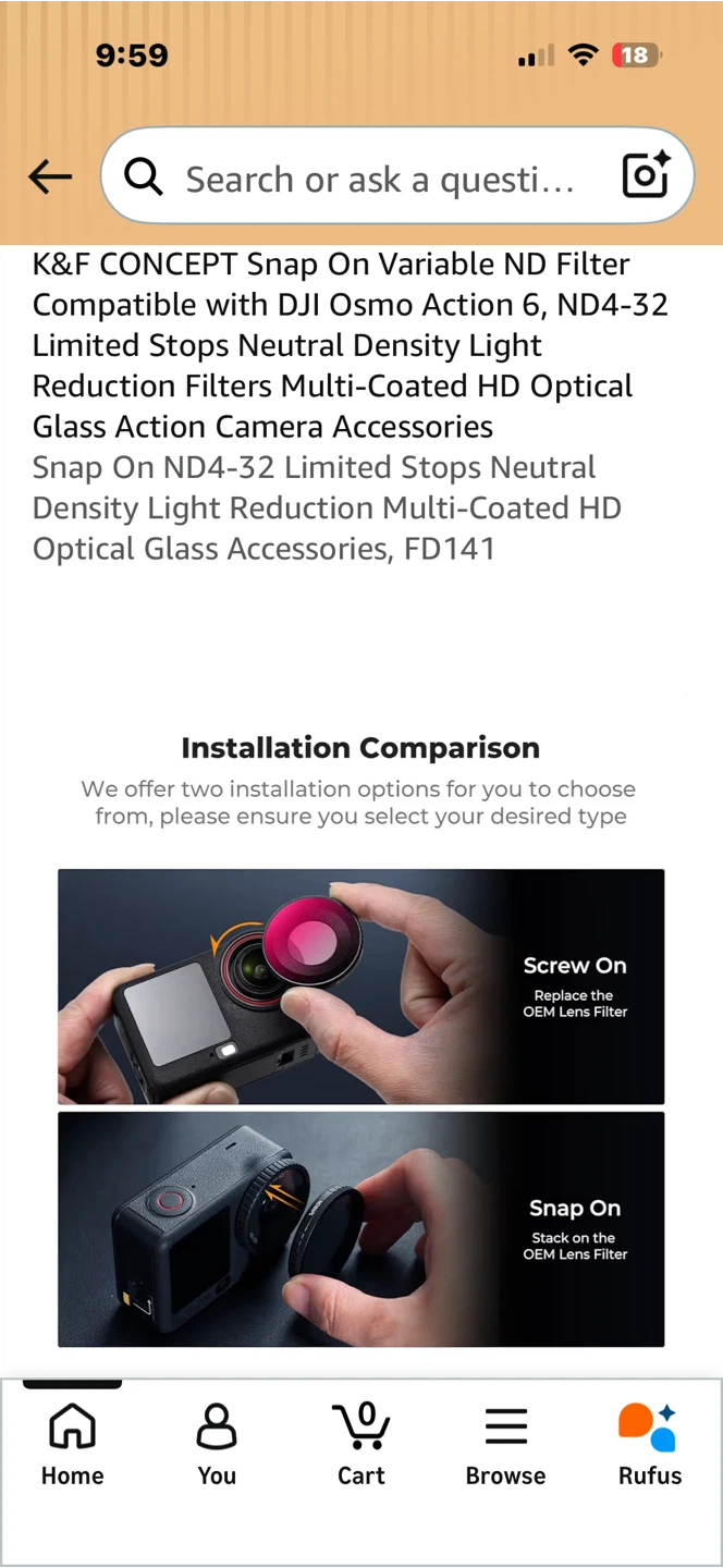 K&F CONCEPT Snap On Variable ND Filter for DJI Osmo Action 6 - photo 4