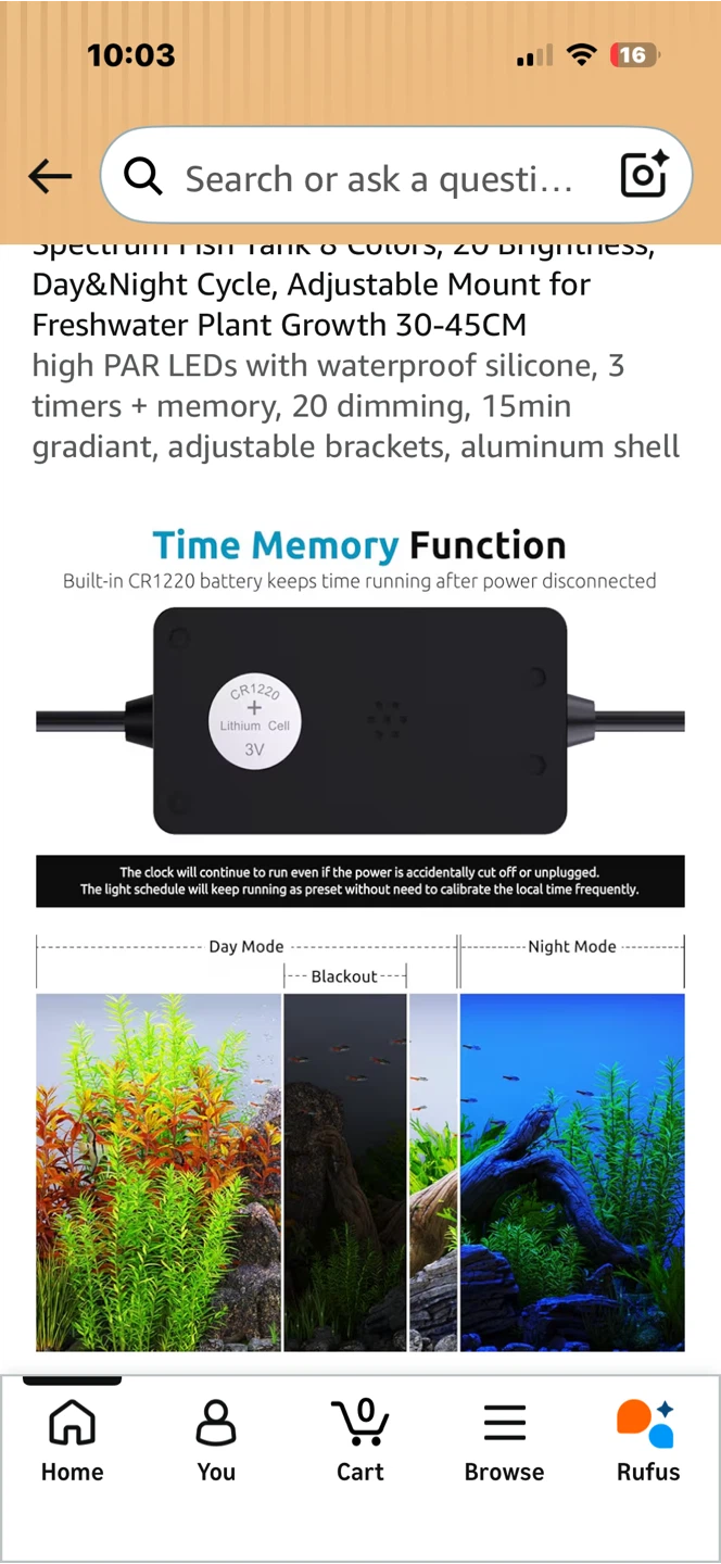 SEAOURA LED Aquarium Light 30-45CM Fish Tank Plant Growth - photo 2