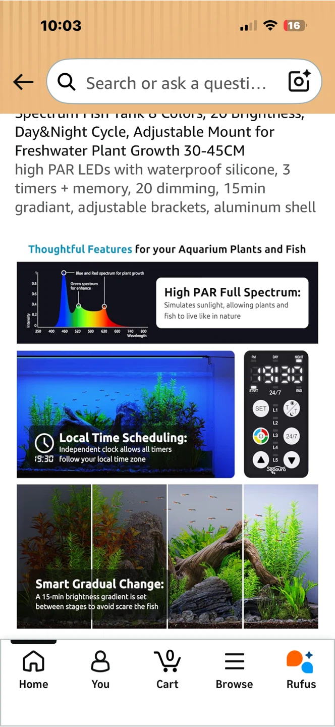 SEAOURA LED Aquarium Light 30-45CM Fish Tank Plant Growth - photo 4