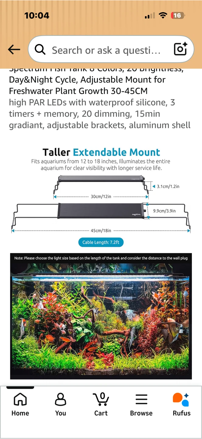 SEAOURA LED Aquarium Light 30-45CM Fish Tank Plant Growth - photo 5