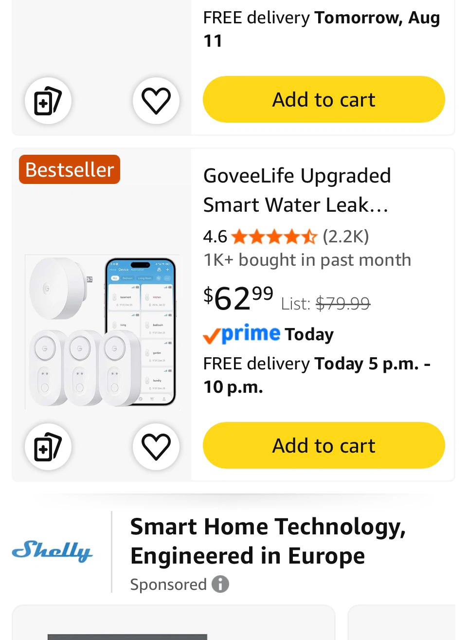 GoveeLife Smart Water Leak Detector 1s (3 Pack)