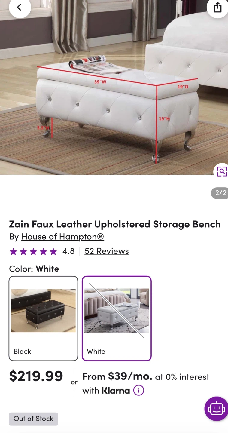Ottoman White Faux Leather Storage Bench by House of Hampton