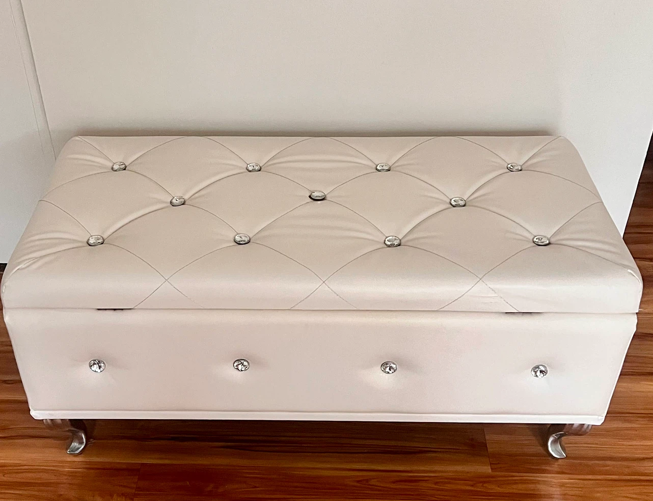 Ottoman White Faux Leather Storage Bench by House of Hampton - photo 4