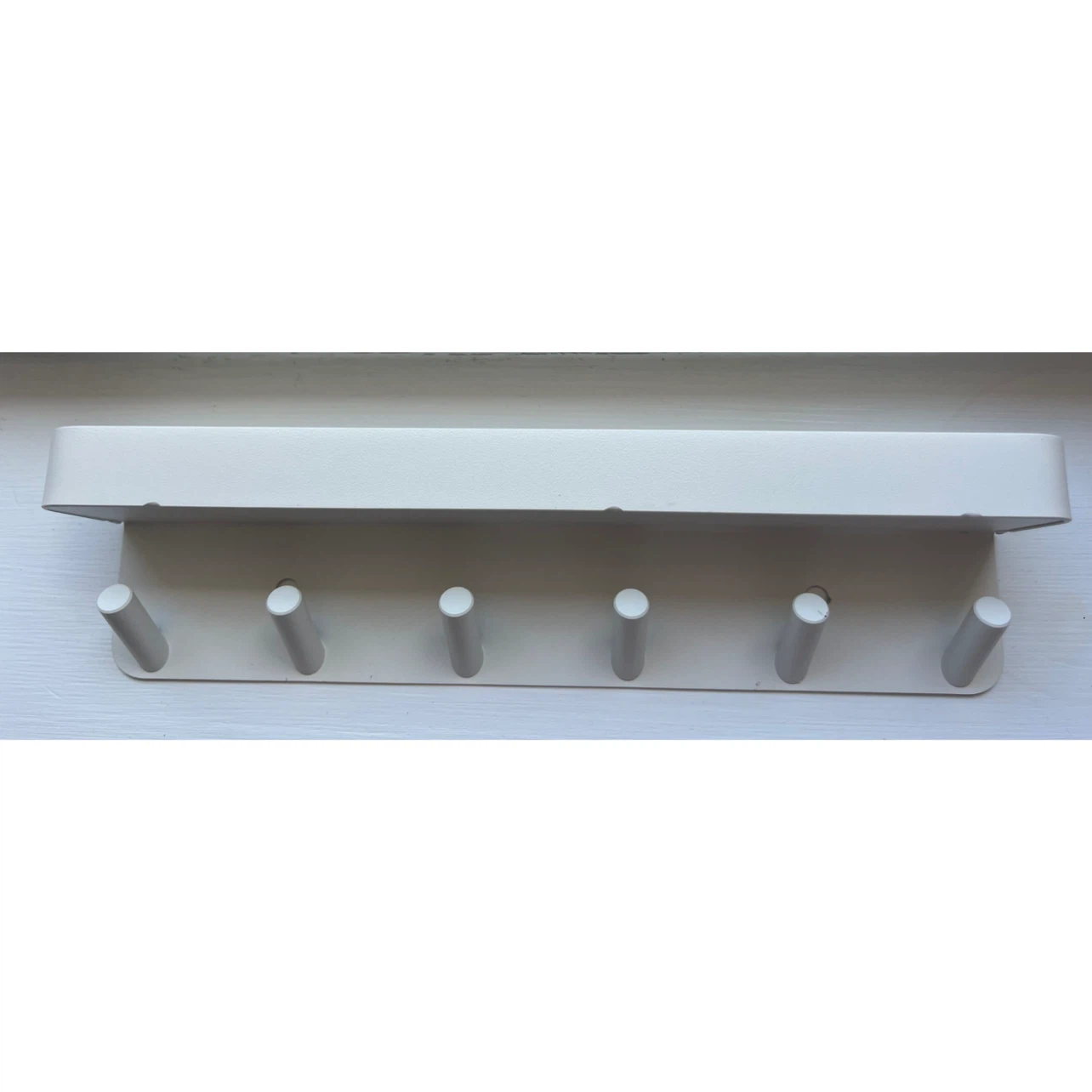 White Wall Shelf with 6 Hooks