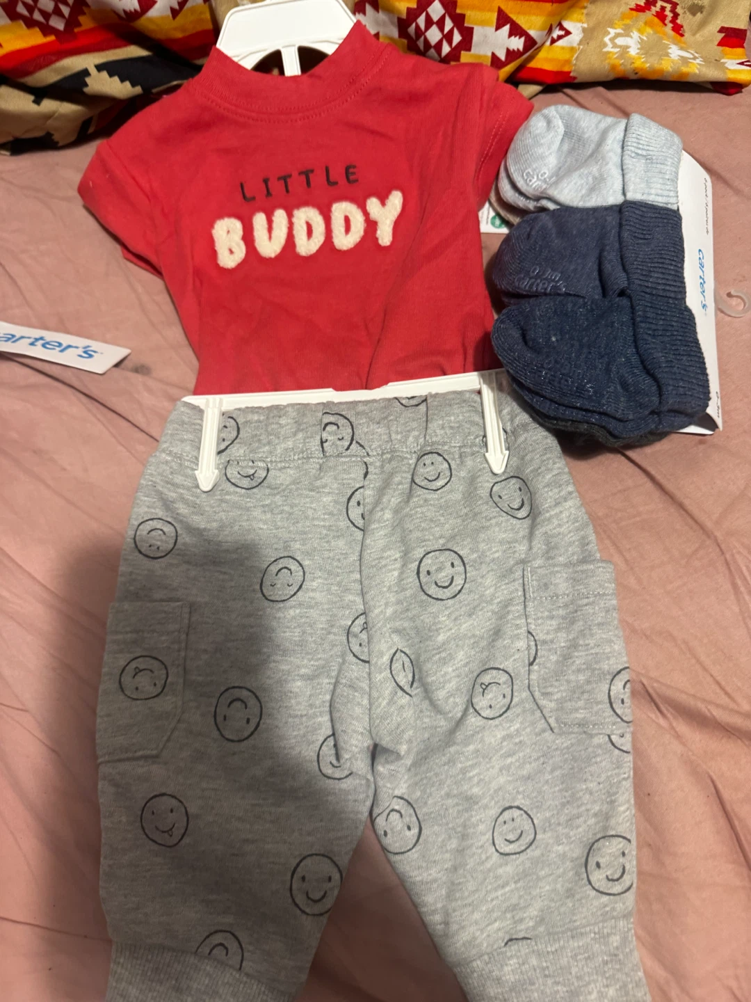 Carter's Baby Outfit Set - "Little Buddy" T-shirt, Pants & Socks - photo 2