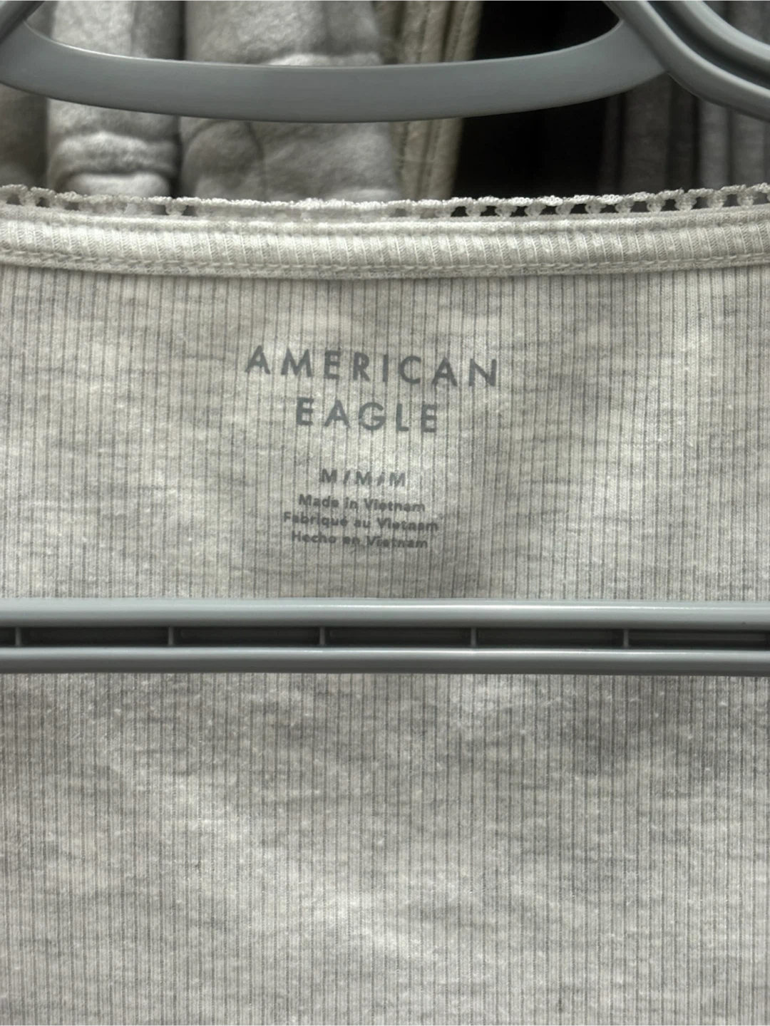 American Eagle Grey Ribbed Tee with Bow Detail - photo 2