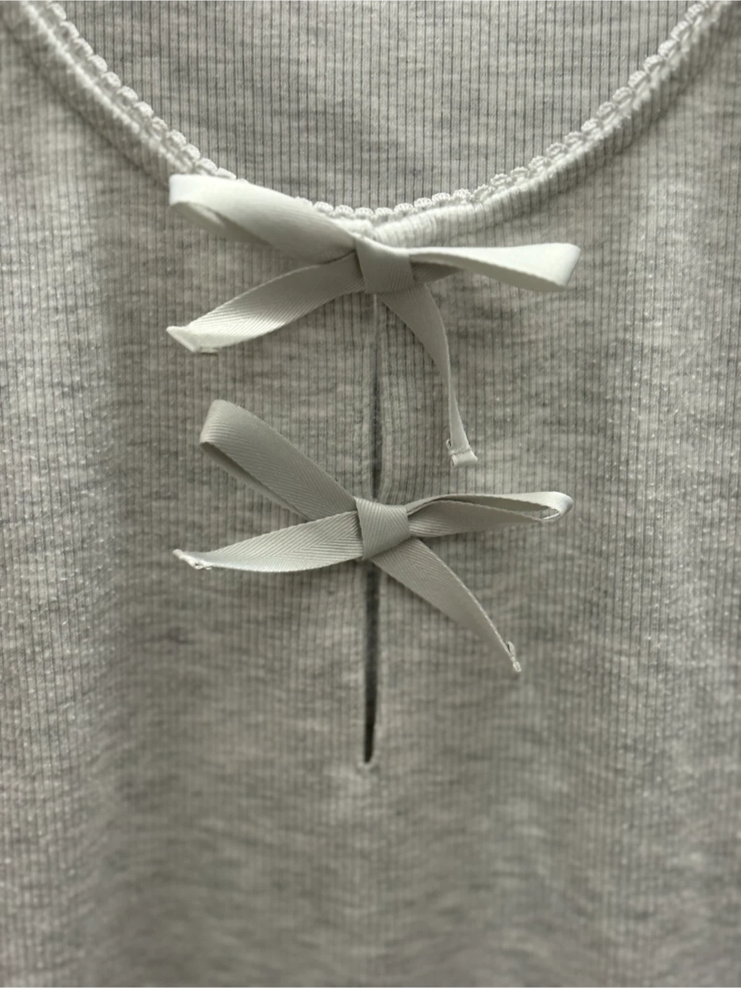 American Eagle Grey Ribbed Tee with Bow Detail - photo 3