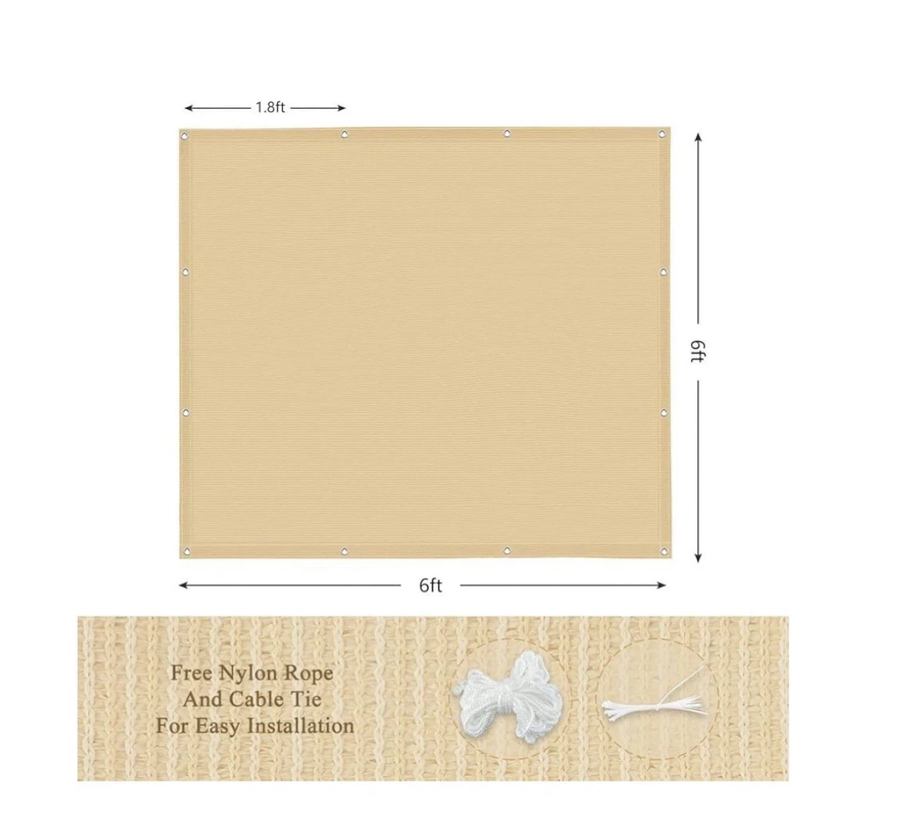 6ft x 6ft Beige Shade Sail (Privacy Screen) - photo 2