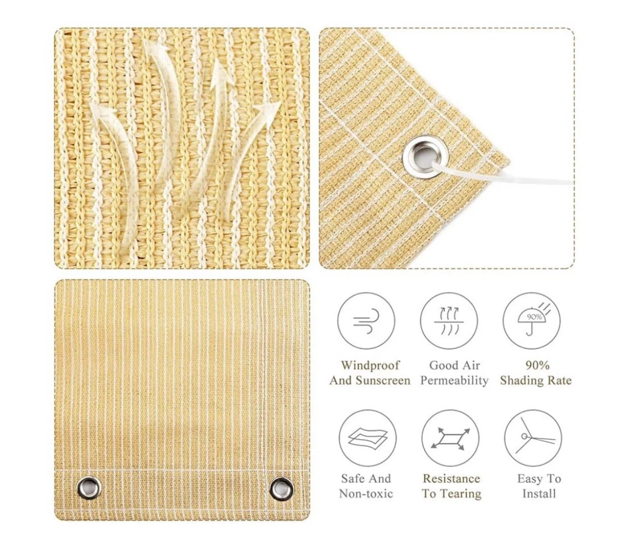 6ft x 6ft Beige Shade Sail (Privacy Screen) - photo 4