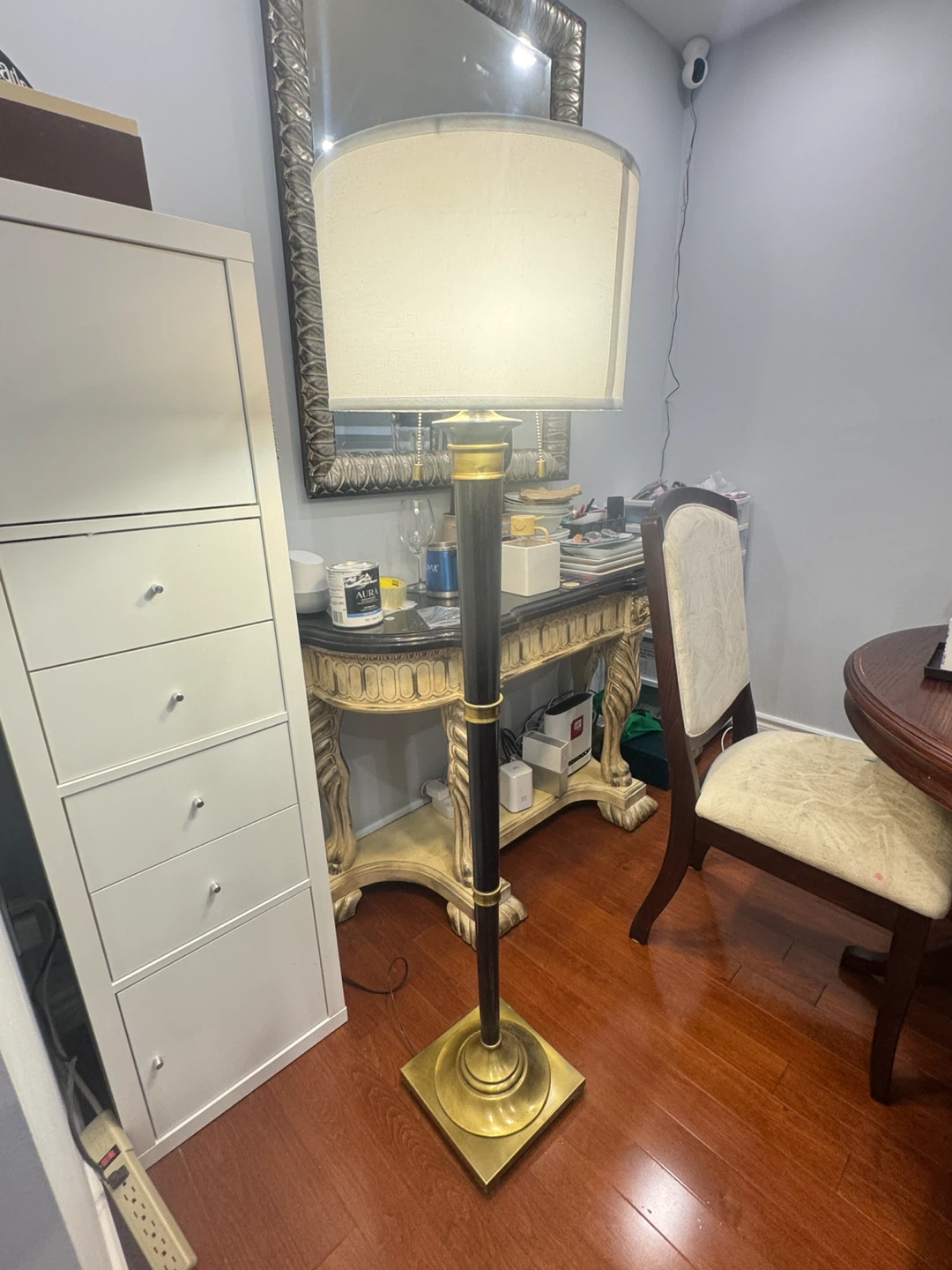 Vintage Floor Lamp with Drum Shade