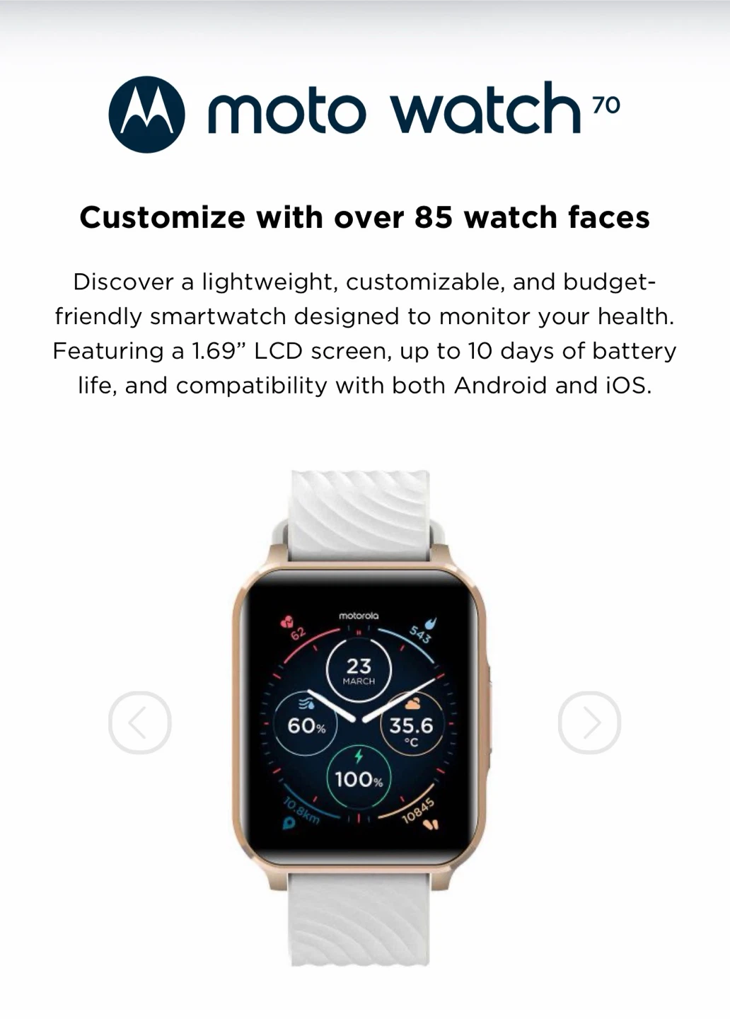 Motorola Moto Watch 70 Smartwatch - photo 2